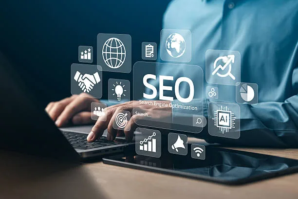 Businessman Analyze Optimize Web Banner Search Engine SEO For Business And Marketing Website Traffic Ranking Optimization Links And Keywords