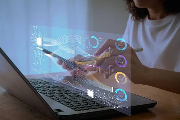 Businesswoman using ai technology for data analytics, Artificial Intelligence generate. Futuristic technology, auto robot in online system. Business in future to invest and develop corporate concept.