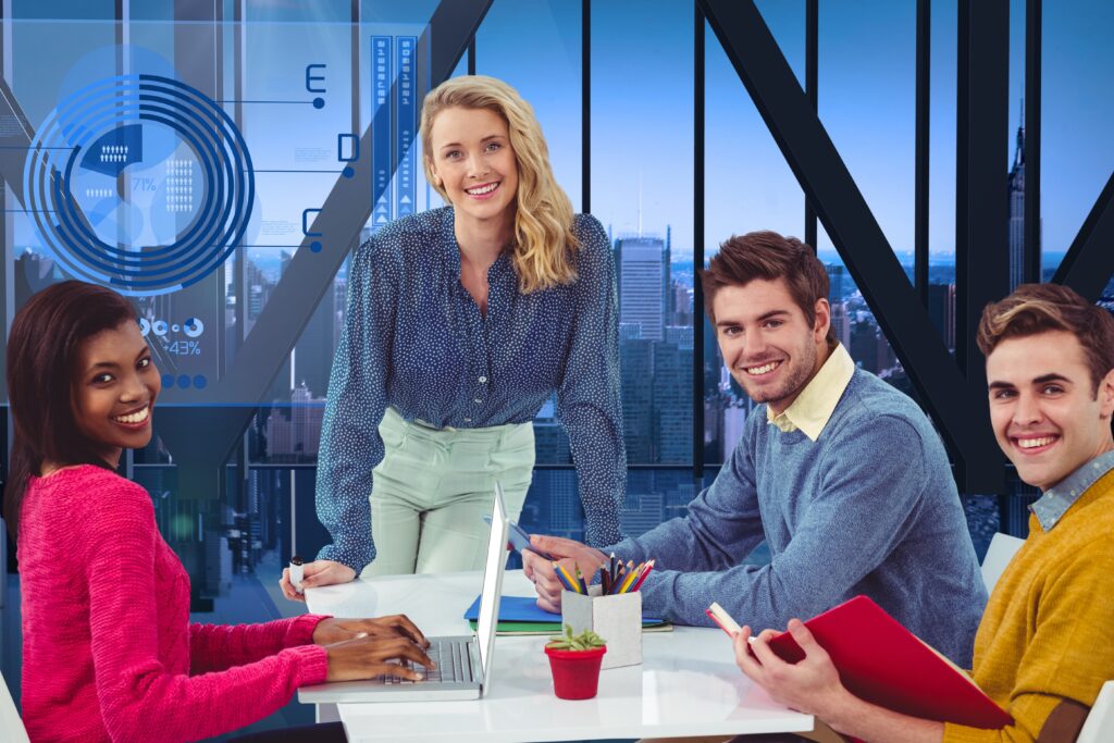 Casual hologram job consultant standing